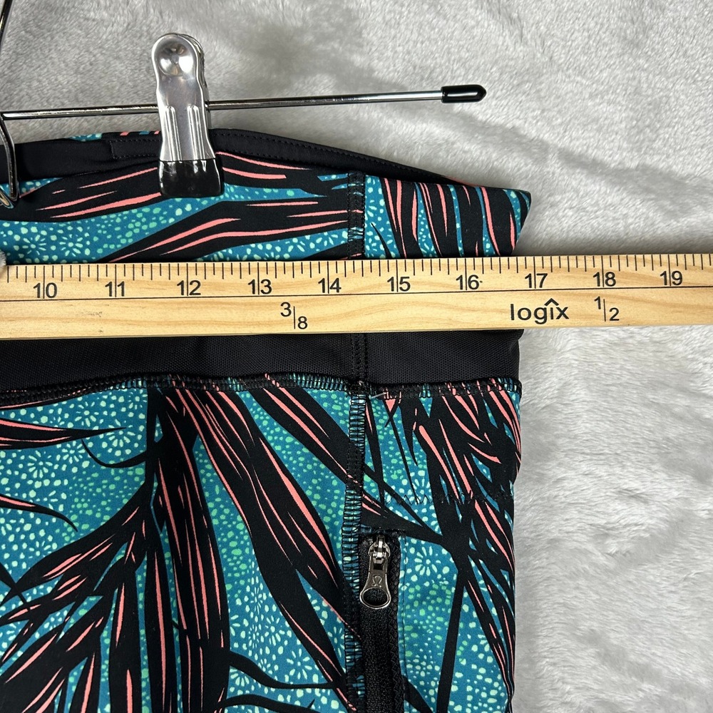 Lululemon leggings workout pants Tight II Palm Lace Tofino Teal Multi Size 12 - Picture 7 of 11